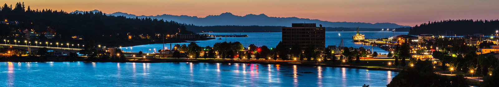 Olympia Bay at sunset.